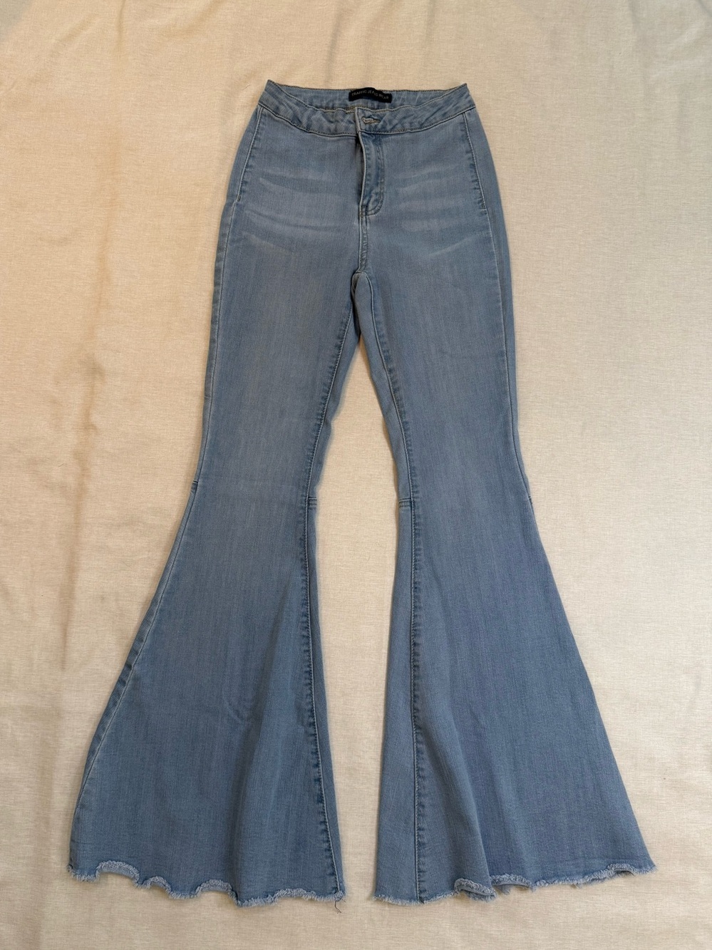 Traffic Jeans Light Wash Flare Bell Bottom Jeans with Raw Hem